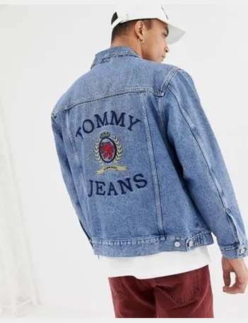 mens jean jacket with design on back