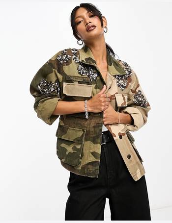 Missguided Zip Detail Camo Utility Jacket Khaki, $70, Missguided