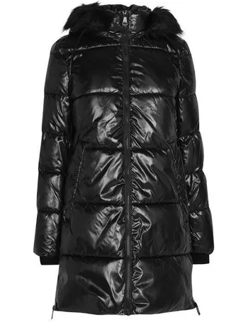 black glossy puffer jacket womens