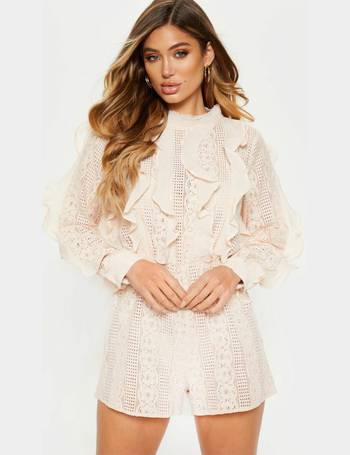 white lace long sleeve playsuit