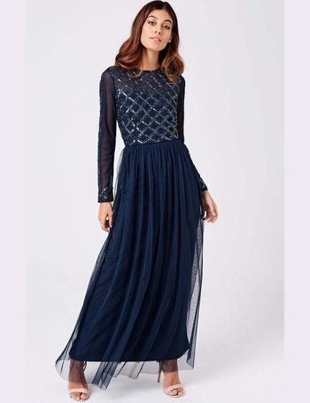 Little mistress luxury georgie navy hand cheap embellished midi dress