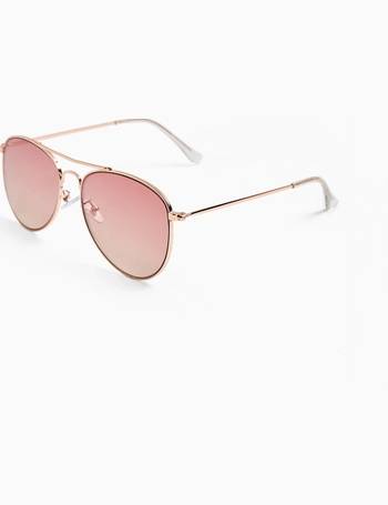 Topshop rose gold metal aviator sunglasses with pink mirror lense, ASOS