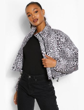 leopard print cropped puffer jacket