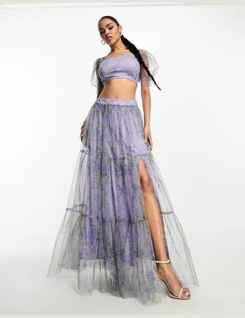 Blaire Sequin Star Mesh Overlay Maxi Skirt