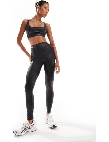 Threadbare Fitness Maternity gym leggings with contrast stitching in black