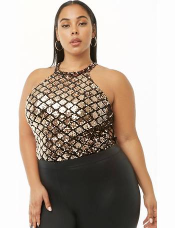 plus size sequin halter top