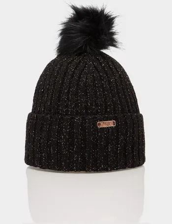 barbour black bobble hat