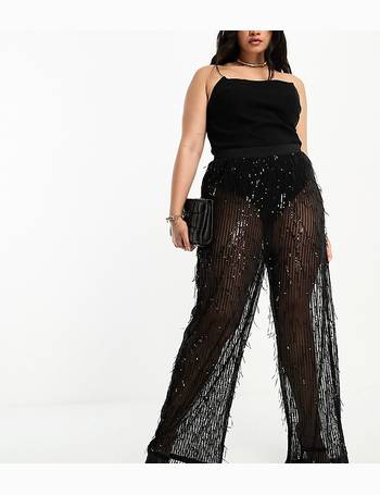 Jaded Rose exclusive flared corset jumpsuit in black sequin