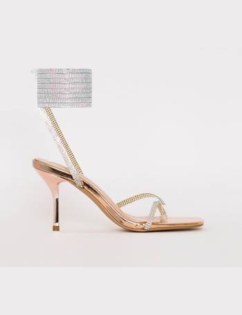 Karla rose gold clear lace up diamante heels online