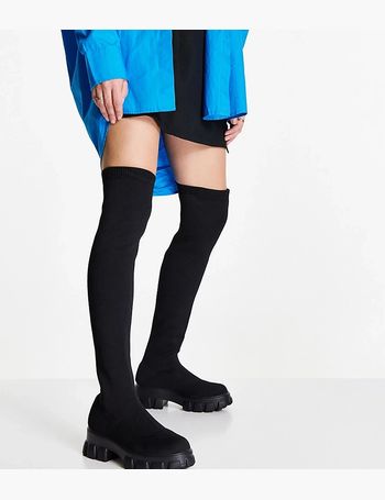 public desire lingo chunky over the knee boots in black