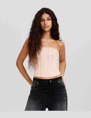 Bershka Ruched Structured Corset Top