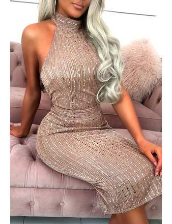 pink boutique gold sequin dress