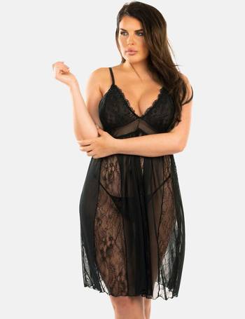 Plus Size Longline Lace Bralette and Knickers Set