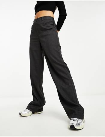 Mango high waisted slim tailored trouser in black