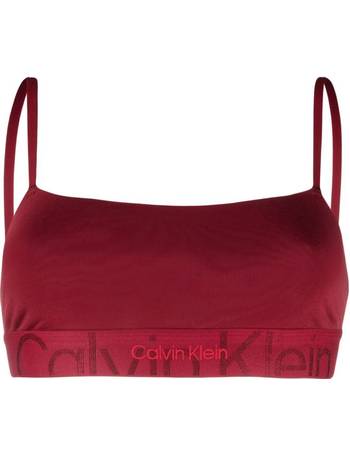 Calvin Klein embossed icon cotton blend push up bralette with logo  underband in red