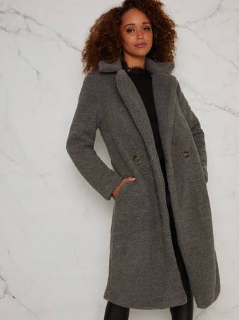 blue grey teddy coat