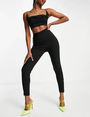 women's high waisted skinny black trousers