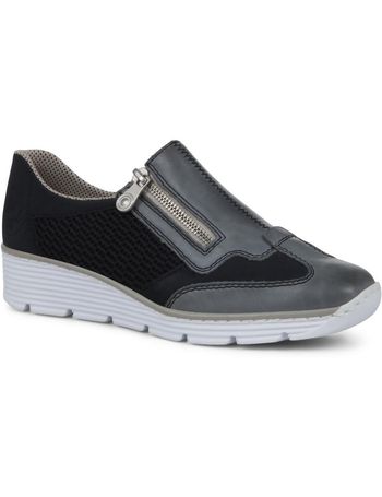 rieker black leather wedge superlight trainers