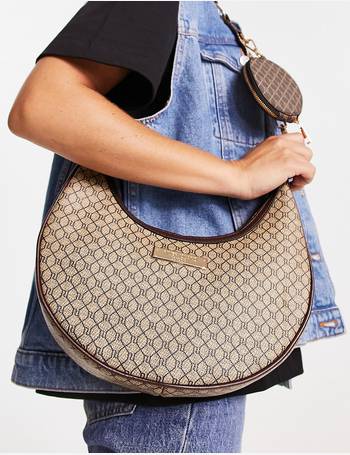 River Island Monogram Backpack in Brown