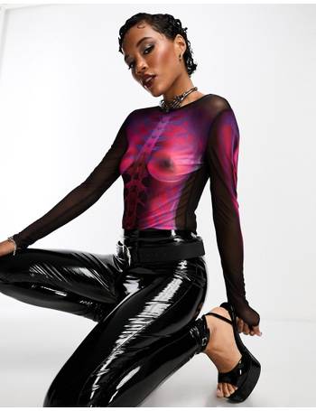 ASOS DESIGN hotfix bodysuit in rose print