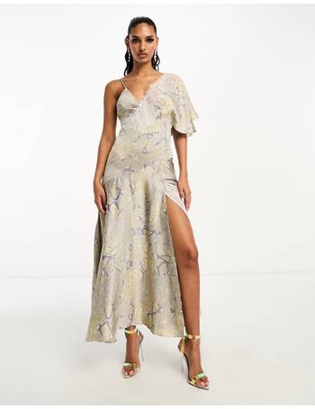 ASOS Dungaree Maxi Dress in Blurred Floral Print