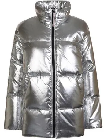 tommy hilfiger silver puffer coat