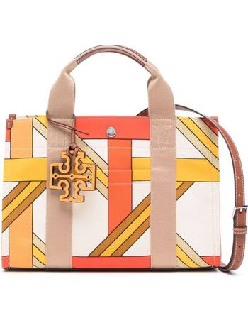 Tory Burch T Monogram Coated Canvas Tote in Brown