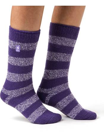 Womens Striped Thermal Socks With Grips