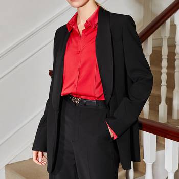 SHEIN Plus Flap Pocket Blazer & Pants Velvet Suit Set