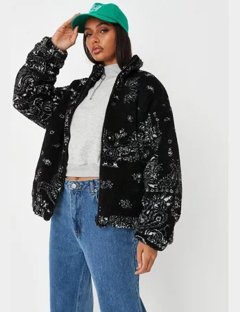 Missguided Black Msgd Sports Borg Teddy Lined Ski Puffer Jacket