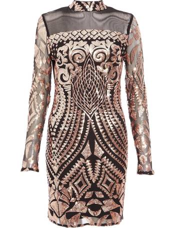 towie black and rose gold sequin bodycon dress