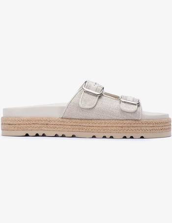 Ladies Cream Crushed Velvet Knot Strap Sliders