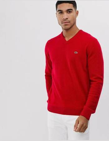 men's lacoste v neck jumpers