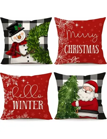 4pcs Blue Christmas Pillow Cases, Farmhouse Christmas Ornaments Merry  Christmas Tree Snowflake Elk Decorative Cushions For Home Sofa, 45x45cm,  Set Of 4, Pillow Insert Not Included