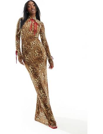 Ghospell high neck mini dress in leopard jacquard