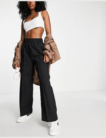 ASOS DESIGN elastic waist tailored pants in black