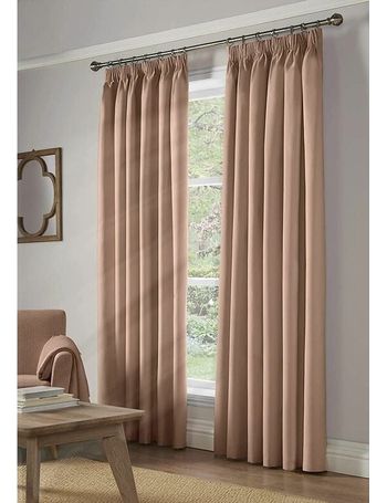 Latte Velvet Jacquard Pencil Pleat Lined Curtain Pair