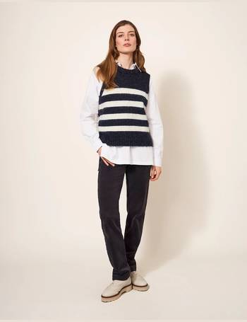 Cotton Rich Ribbed Knitted Vest With Merino Wool