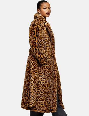 BNWT TOPSHOP UK SIZE 6 FAUX FUR COAT LEOPARD ANIMAL PRINT JACKET WOMENS  LADIES