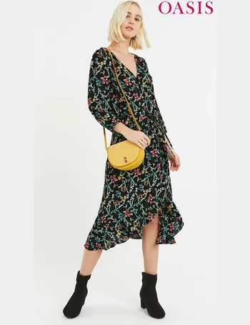 oasis flower arranger wrap midi dress