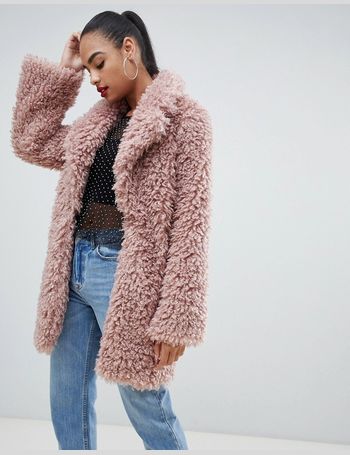 asos pink teddy coat