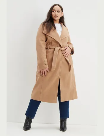 dorothy perkins camel wrap coat