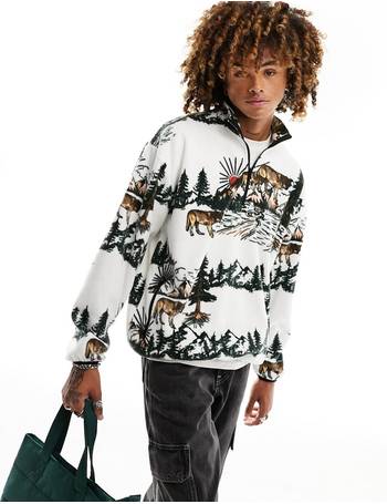 ASOS DESIGN oversized half zip sweatshirt in gray polar fleece