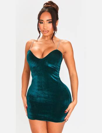 Plus Emerald Green Velvet Puffball Dress