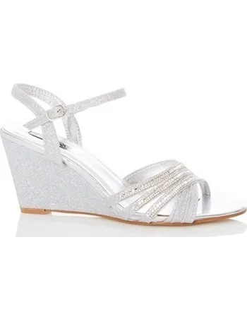 quiz silver diamante wedges