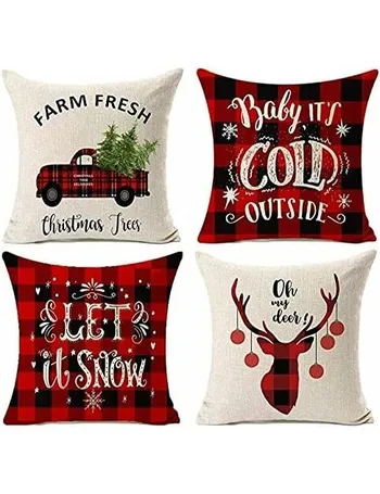 4pcs Blue Christmas Pillow Cases, Farmhouse Christmas Ornaments Merry  Christmas Tree Snowflake Elk Decorative Cushions For Home Sofa, 45x45cm,  Set Of 4, Pillow Insert Not Included