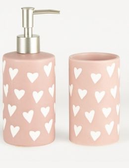 Pink Heart Dispenser and Tumbler Set from George at ASDA