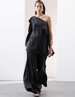 Women's Cupro Rich Wide Leg Palazzo Trousers from Marks & Spencer