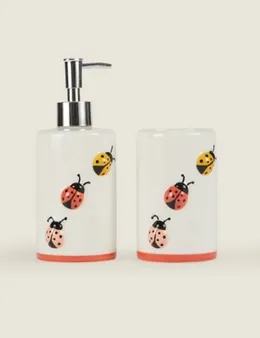 Multi Ladybird Soap Dispenser and Tumbler Set from George at ASDA