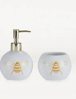 White Foil Bee Dispenser & Tumbler Set from George at ASDA